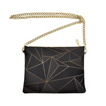 Load image into Gallery viewer, Abstract Black Polygon with Gold Line Crossbody Bag With Chain by The Photo Access
