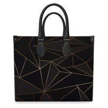 Загрузить изображение в средство просмотра галереи, Abstract Black Polygon with Gold Line Leather Shopper Bag by The Photo Access
