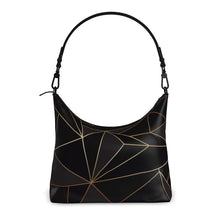 Lade das Bild in den Galerie-Viewer, Abstract Black Polygon with Gold Line Square Hobo Bag by The Photo Access
