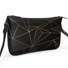 将图片加载到图库查看器，Abstract Black Polygon with Gold Line Pochette Double Zip Bag by The Photo Access
