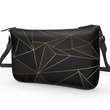 Cargar imagen en el visor de la galería, Abstract Black Polygon with Gold Line Pochette Double Zip Bag by The Photo Access
