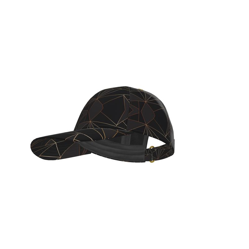 Abstract Black Polygon with Gold Line Baseball Cap by The Photo Access