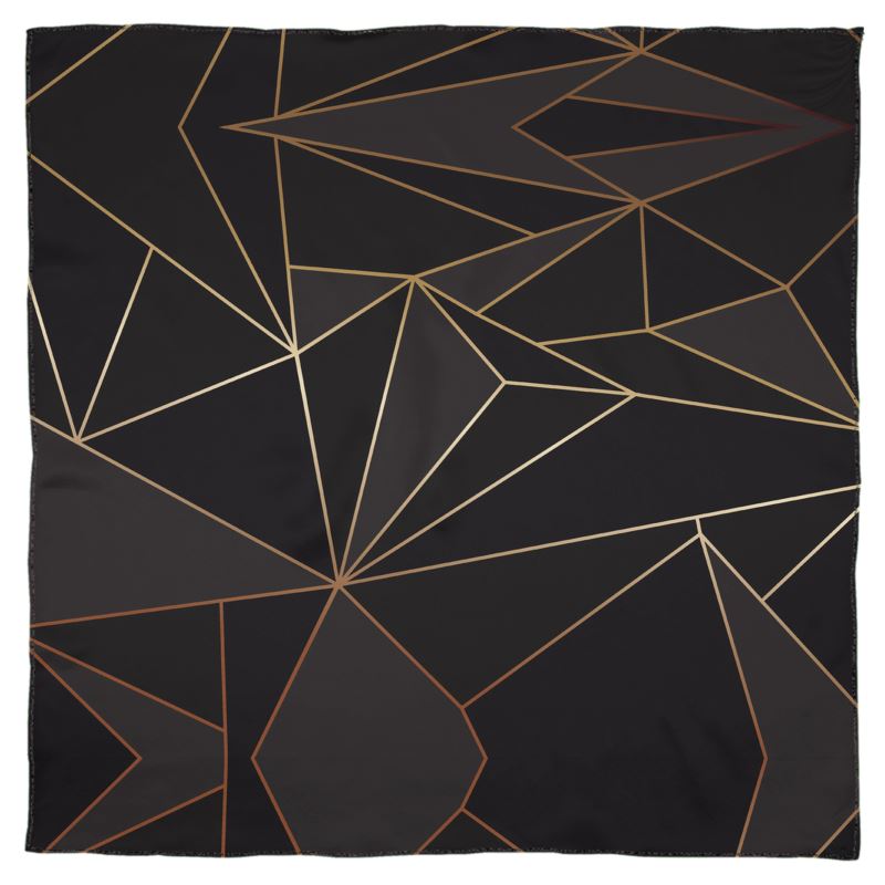 Abstract Black Polygon with Gold Line Scarf Wrap Shawl by The Photo Access