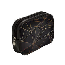 Cargar imagen en el visor de la galería, Abstract Black Polygon with Gold Line Make Up Bags by The Photo Access
