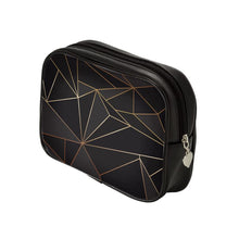 Cargar imagen en el visor de la galería, Abstract Black Polygon with Gold Line Make Up Bags by The Photo Access
