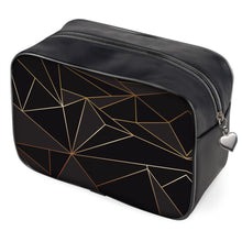 Load image into Gallery viewer, Abstract Black Polygon with Gold Line Toiletry Bags by The Photo Access

