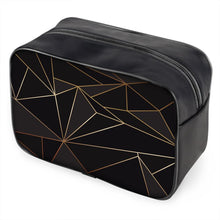 गैलरी व्यूवर में इमेज लोड करें, Abstract Black Polygon with Gold Line Toiletry Bags by The Photo Access
