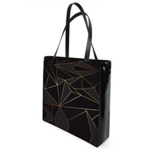 Load image into Gallery viewer, Abstract Black Polygon with Gold Line Shopper Bags by The Photo Access
