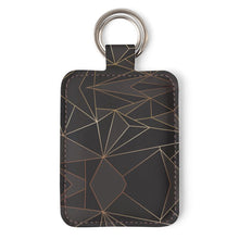 Cargar imagen en el visor de la galería, Abstract Black Polygon with Gold Line Leather Keychain by The Photo Access
