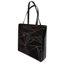 Load image into Gallery viewer, Abstract Black Polygon with Gold Line Beach Bag by The Photo Access
