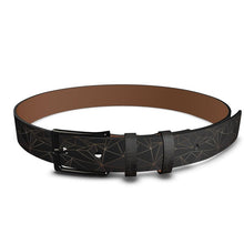 Load image into Gallery viewer, Abstract Black Polygon with Gold Line Leather Belt by The Photo Access
