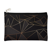 Load image into Gallery viewer, Abstract Black Polygon with Gold Line Zip Top Pouch by The Photo Access
