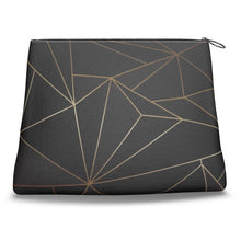 Load image into Gallery viewer, Abstract Black Polygon with Gold Line Clutch Purse by The Photo Access
