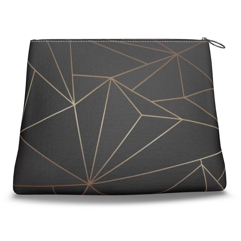 Abstract Black Polygon with Gold Line Clutch Purse by The Photo Access