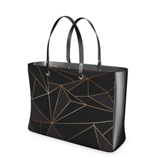 Load image into Gallery viewer, Abstract Black Polygon with Gold Line Handbags by The Photo Access
