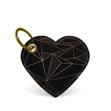 将图片加载到图库查看器，Abstract Black Polygon with Gold Line Heart Keyring by The Photo Access
