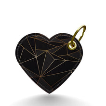 Load image into Gallery viewer, Abstract Black Polygon with Gold Line Heart Keyring by The Photo Access
