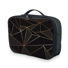 Load image into Gallery viewer, Abstract Black Polygon with Gold Line Lunch Bags by The Photo Access
