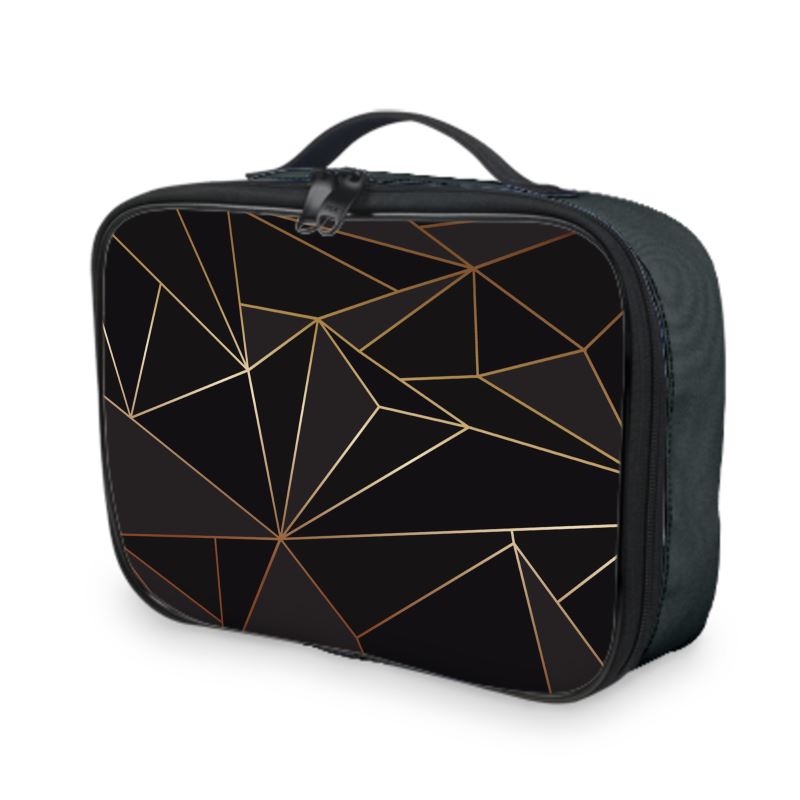 Abstract Black Polygon with Gold Line Lunch Bags by The Photo Access