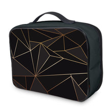 Load image into Gallery viewer, Abstract Black Polygon with Gold Line Lunch Bags by The Photo Access
