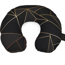 Load image into Gallery viewer, Abstract Black Polygon with Gold Line Travel Neck Pillow by The Photo Access
