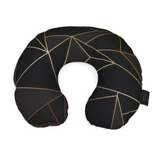 Load image into Gallery viewer, Abstract Black Polygon with Gold Line Travel Neck Pillow by The Photo Access
