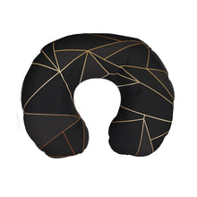 गैलरी व्यूवर में इमेज लोड करें, Abstract Black Polygon with Gold Line Travel Neck Pillow by The Photo Access
