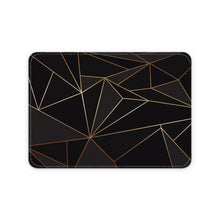 Load image into Gallery viewer, Abstract Black Polygon with Gold Line Leather Card Case by The Photo Access

