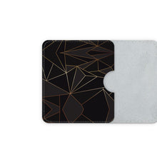 Load image into Gallery viewer, Abstract Black Polygon with Gold Line Leather Card Case by The Photo Access
