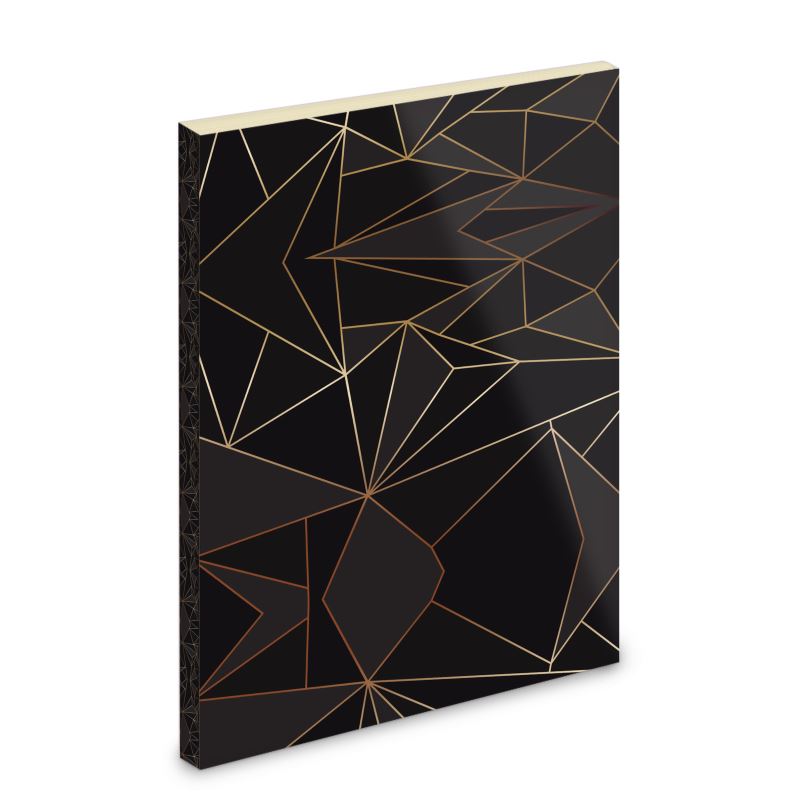 Abstract Black Polygon with Gold Line Pocket Notebook by The Photo Access