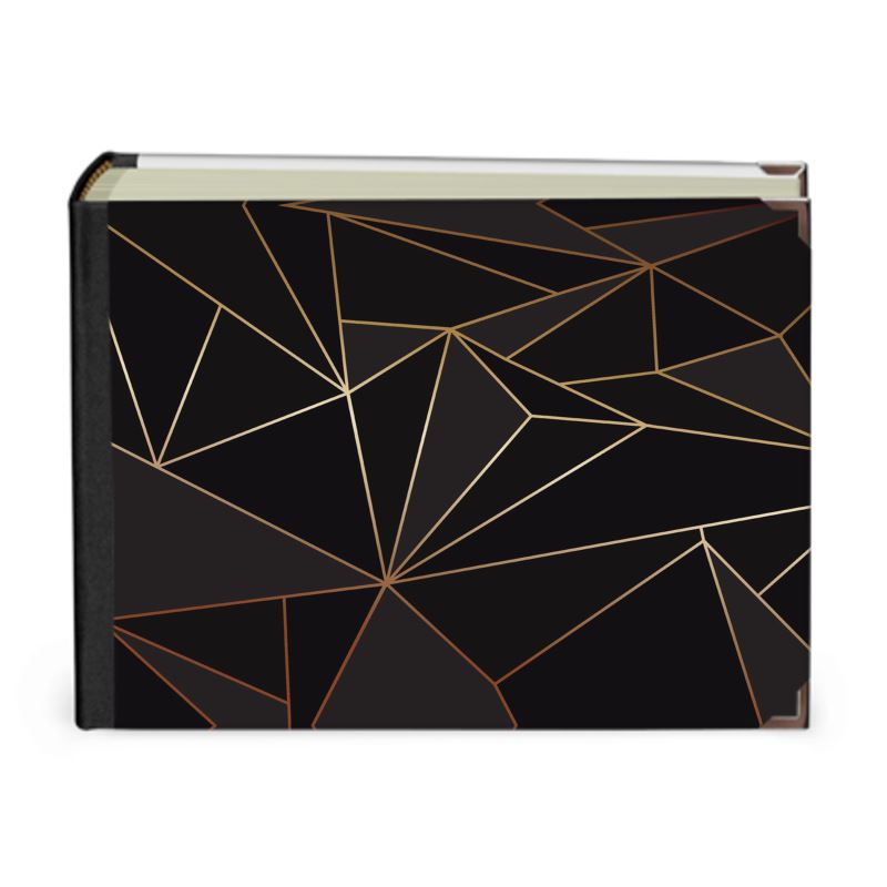 Abstract Black Polygon with Gold Line Photo Albums by The Photo Access