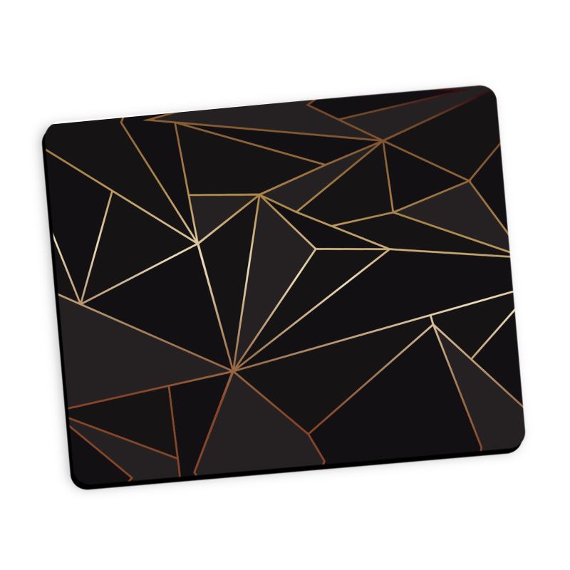 Abstract Black Polygon with Gold Line Mouse Pad by The Photo Access