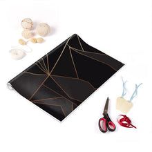 Load image into Gallery viewer, Abstract Black Polygon with Gold Line Gift Wrap by The Photo Access
