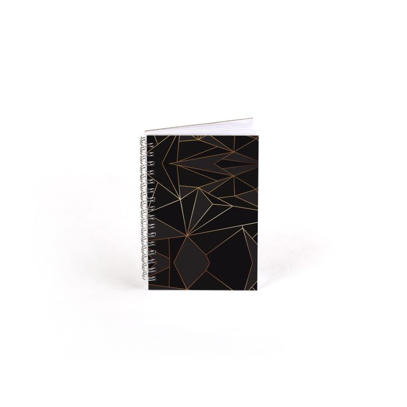 Abstract Black Polygon with Gold Line Spiral Notebook by The Photo Access