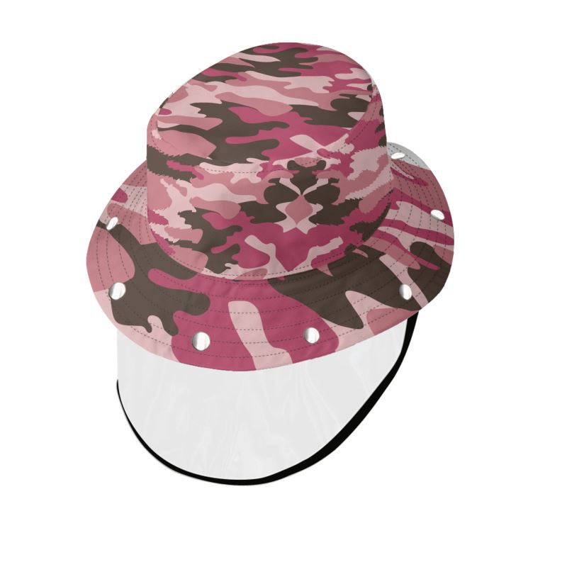 Pink Camouflage Bucket Hat with Visor by The Photo Access