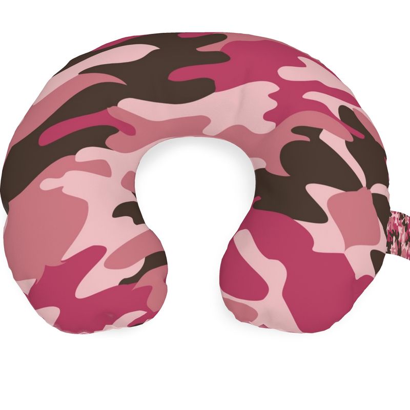 Pink Camouflage Travel Neck Pillow by The Photo Access