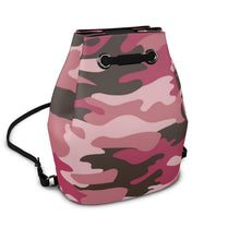 将图片加载到图库查看器，Pink Camouflage Drawstring Bucket Backpack by The Photo Access
