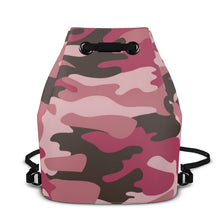 गैलरी व्यूवर में इमेज लोड करें, Pink Camouflage Drawstring Bucket Backpack by The Photo Access
