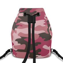 将图片加载到图库查看器，Pink Camouflage Drawstring Bucket Backpack by The Photo Access
