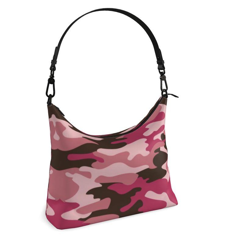 Pink Camouflage Square Hobo Bag by The Photo Access