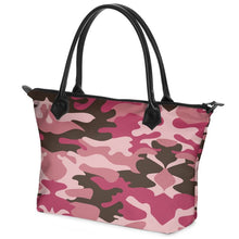 Load image into Gallery viewer, Pink Camouflage Zip Top Handbags by The Photo Access

