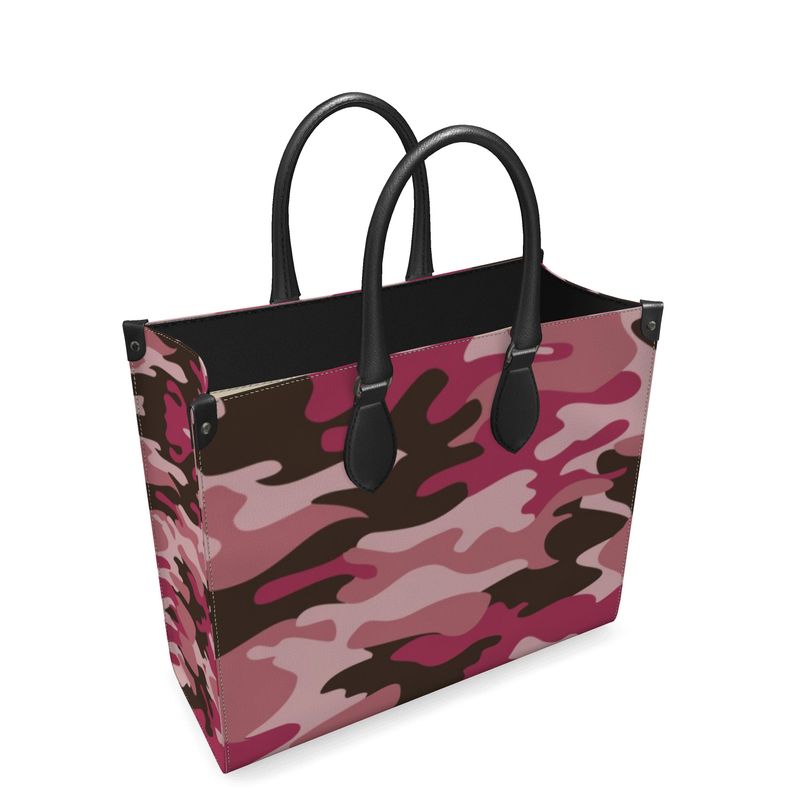 Pink Camouflage Leather Shopper Bag by The Photo Access