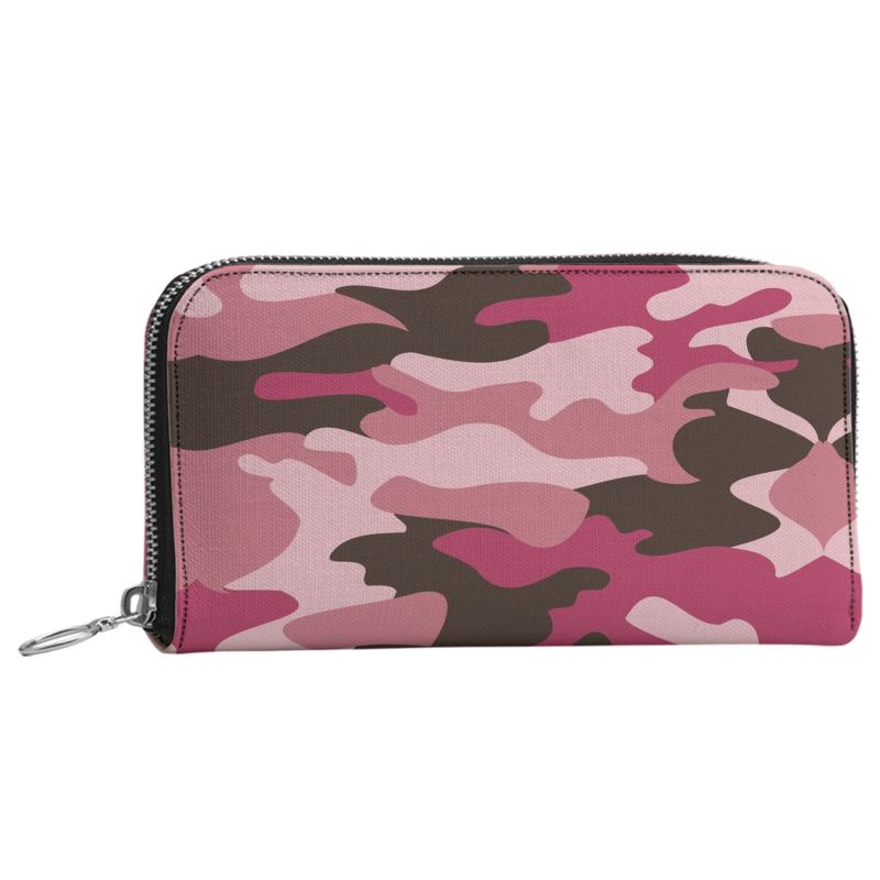 Pink Camouflage Leather Zip Wallet by The Photo Access