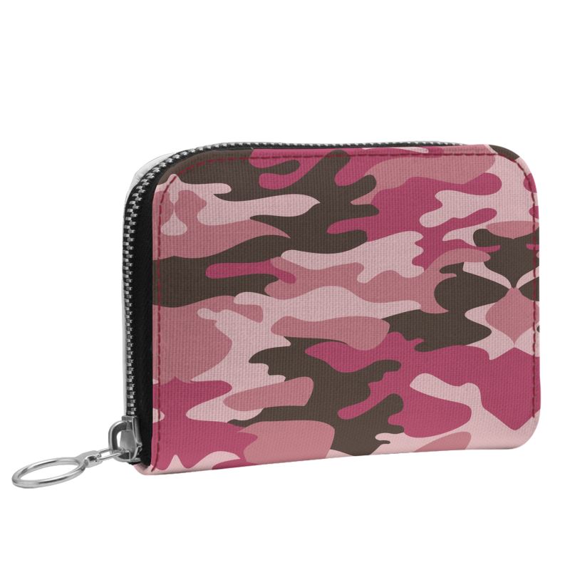 Pink Camouflage Small Leather Zip Purse by The Photo Access