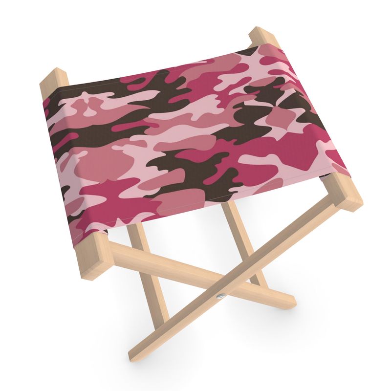 Pink Camouflage Folding Stool Chair by The Photo Access