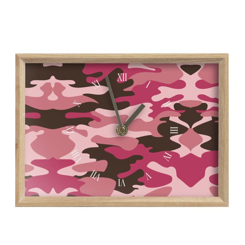 Pink Camouflage Mantle Clock by The Photo Access