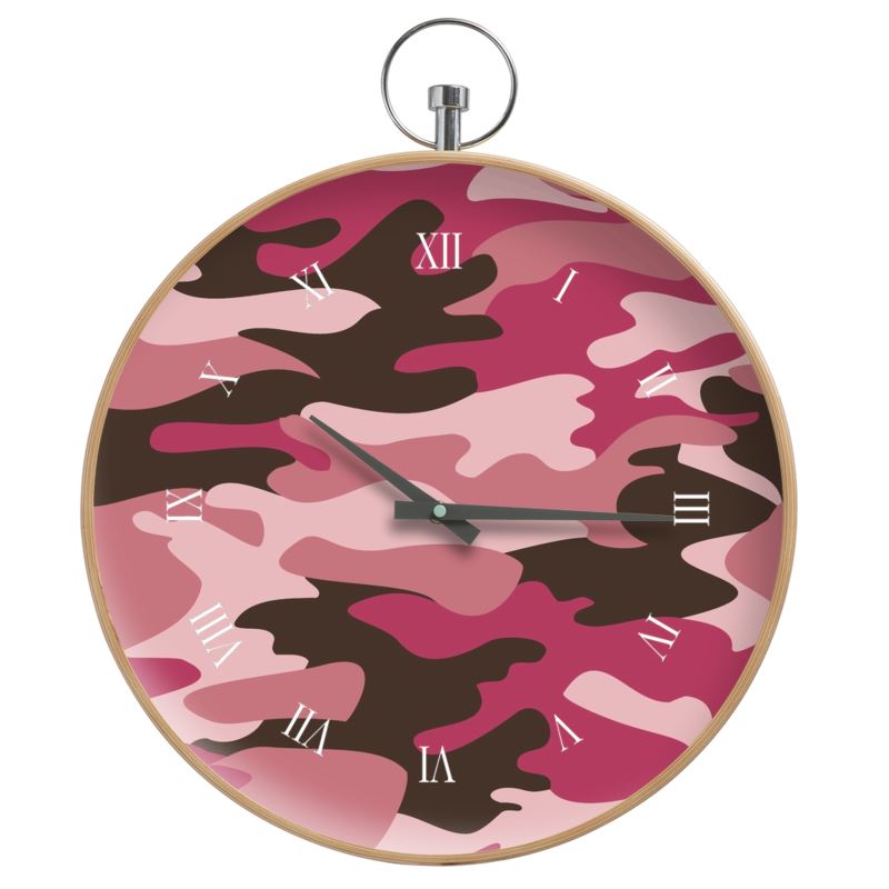 Pink Camouflage Clock by The Photo Access