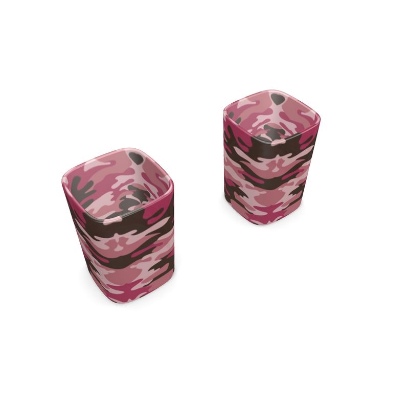 Pink Camouflage Square Shot Glasses (Set of 2) by The Photo Access