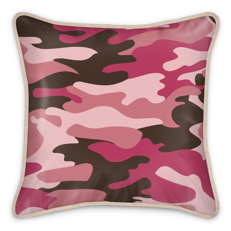 Pink Camouflage Silk Pillows by The Photo Access