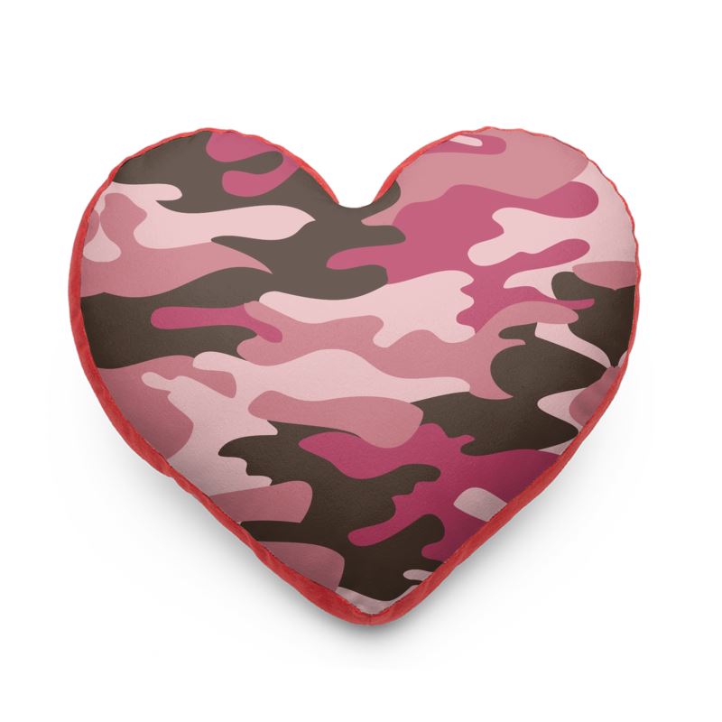 Pink Camouflage Heart Cushion by The Photo Access
